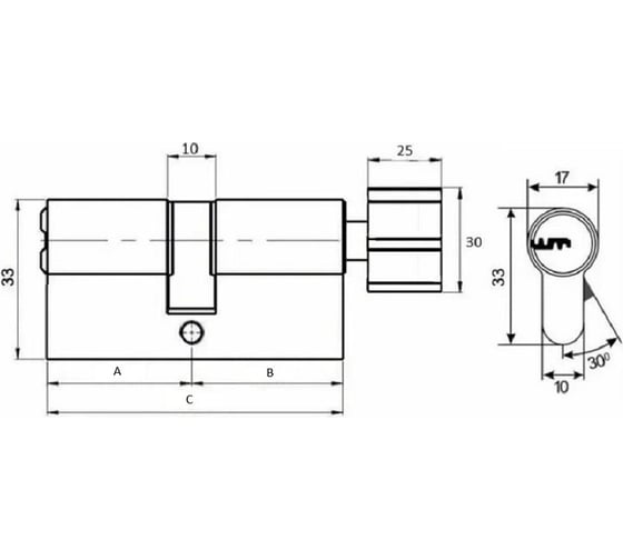 Цилиндровый механизм ABUS X12R430 ключ/вертушка 40-60 (100 мм) NI (5 key) 32871