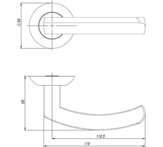Раздельная ручка AJAX R.JR54.SIGMA (SIGMA JR) BL-24 черный, 105 мм 47687