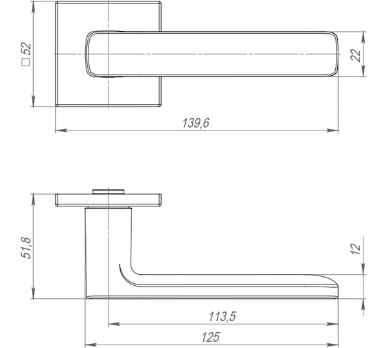 Раздельная ручка PUNTO K.ARC.Q52.VIVA SN-3 матовый никель 47127