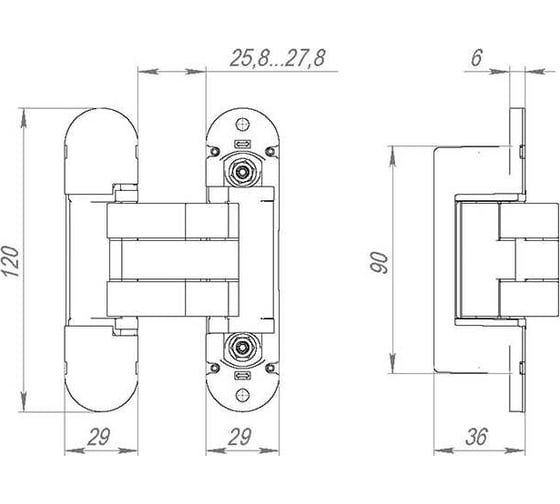 Петля скрытой установки Armadillo TECH U3D8000.VPG SC матовый хром, 2 шт. 45837