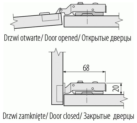 Петля GTV CIHC 09 mini накладная, самозакрывающаяся с ответной планкой H-0 и еврошурупом ZP-CIHC090ZE