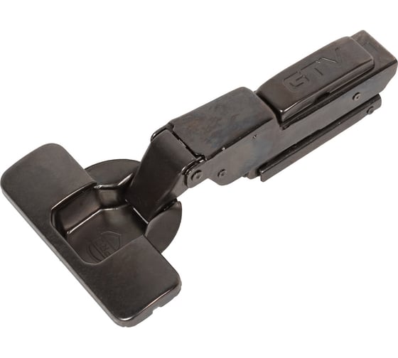 Петля GTV SOLID PRO полунакладная, самозакрывающаяся, регулировка в 3 плоскостях, с ответной планкой H-0 CLIPON, черная, без еврошурупа ZM-DCHCB08-3DBEO-20