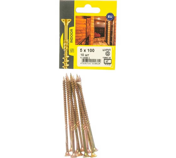 Конструкционный шуруп для дерева с фрезой ЕВРОПАРТНЕР потай, ж/п Torx 25 5.0х100, 10 шт. 15 0096 2 1