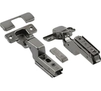 Петля GTV SOLID PRO внутренняя, самозакрывающаяся, регулировка в 3 плоскостях, с ответной планкой H-0 CLIPON, черная, без еврошурупа ZM-DCHCB07-3DBEO-20