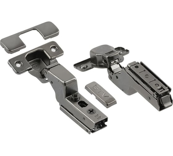 Петля GTV SOLID PRO внутренняя, самозакрывающаяся, регулировка в 3 плоскостях, с ответной планкой H-0 CLIPON, черная, без еврошурупа ZM-DCHCB07-3DBEO-20
