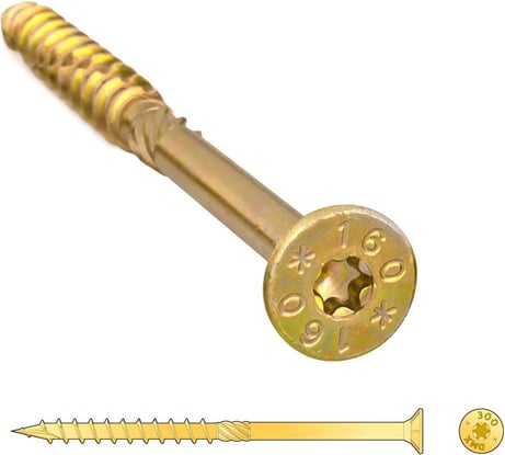 Шуруп Rusconnect CS 08160 с/нарез. д/дерева, потай 8х160 100 шт. Желтый цинк 310816