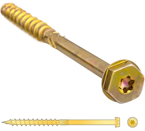 Самонарезающий шуруп для дерева с шестигранной головкой Rusconnect CK 12х180 50 шт. Желтый цинк 331218
