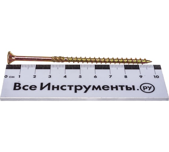 Шуруп Rusconnect CS 05100 с/нарез. д/дерева, потай, 5х100, 100 шт. Желтый цинк 310510