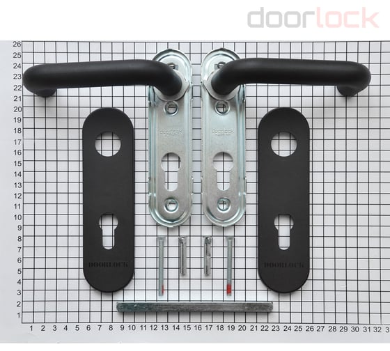 Гарнитур для пожарных дверей Doorlock v s38kp/f pz72 серия variant, на короткой накладке, черный, подпружиненный, а=60-90мм 79057