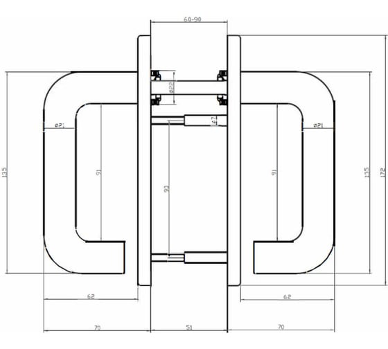 Гарнитур для пожарных дверей Doorlock v s38kp/f pz72 серия variant, на короткой накладке, черный, подпружиненный, а=60-90мм 79057