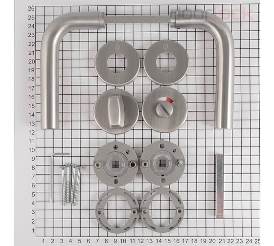 Объектный гарнитур Hoppe wc f69,нержавеющая сталь матовая, schnellstift, а=37-42 мм, шток 8 мм, индикатор, 3 категория 65744