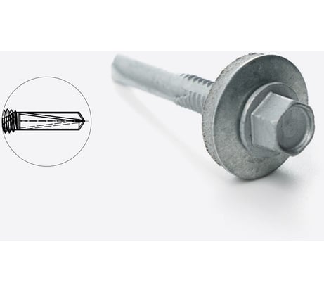 Сверлоконечный кровельный саморез Fachmann оцинкованный, с пресс-шайбой, 5,5x38 мм, 200 шт. 08.043