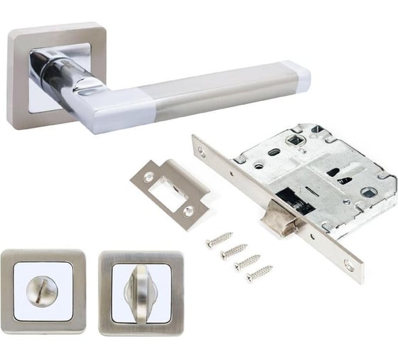 Ручка АЛЛЮР комплект ручка, защелка АРТ ВЕНСАН SN/CP+L7050S SN+BK-S1 SN/CP(2682/S7050) мат.ник/хром 14667 1