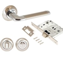 Ручка АЛЛЮР комплект ручка и защелка с фиксатором АРТ ПОЛО SN/CP+L7050S SN+BK-R1 SN (1582/S7050) мат.никель/хром 14663