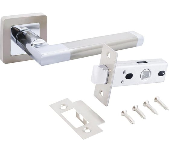 Комплект ручка и защелка АЛЛЮР АРТ ВЕНСАН SN/CP+L45-8 SN (2682/S45) мат.никель/хром 14665 1