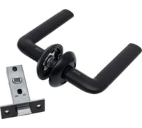 Ручка АЛЛЮР комплект ручка и защелка АРТ ПОЛО BL+L45-8 BL (15150/S45) матовый черный 14669