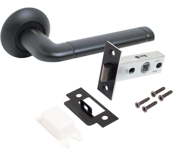 Ручка АЛЛЮР комплект ручка и защелка АРТ ПОЛО BL+L45-8 BL (15150/S45) матовый черный 14669 1