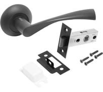 Ручка АЛЛЮР комплект ручка и защелка АРТ ОСКАР BL+L45-8 BL (13150/S45) матовый черный 14677