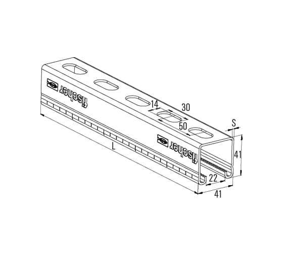 Монтажная шина Fischer FUS 41х2,0-2м, 1 шт. 40390