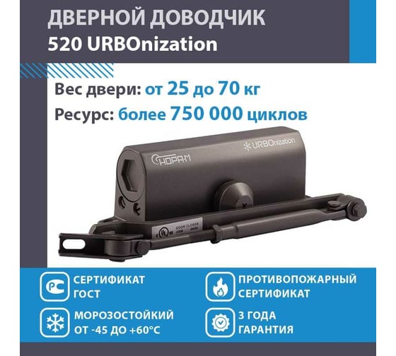 Доводчик НОРА-М 520 ЕСО 25-70 кг графит 16606