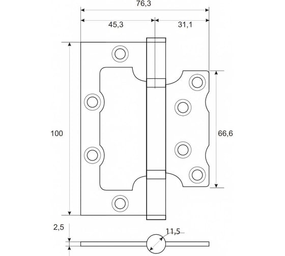 Накладная петля APECS 100х75х2,5-B2-Steel-CRM 23222