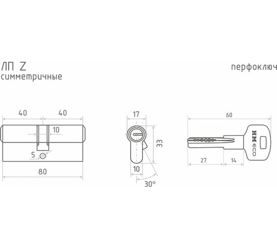 Цилиндровый механизм НОРА-М ЕСО Z ЛП-80 40-40 хром Х 15531