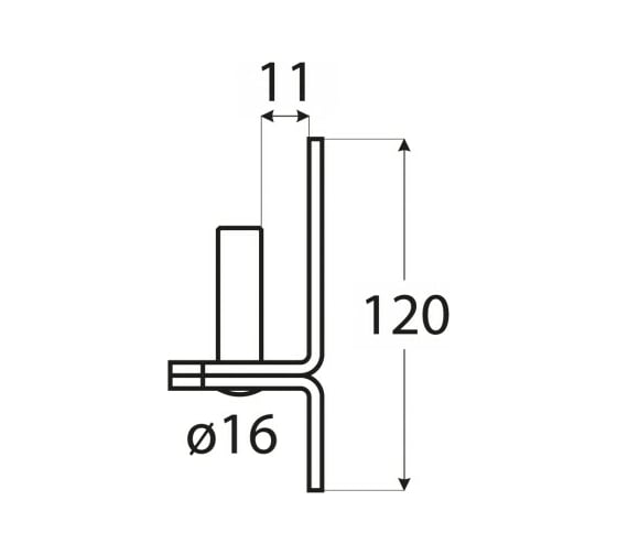 Ответная часть петли Rusconnect DMX 120x40x11x16 mm, 1 шт. 8305