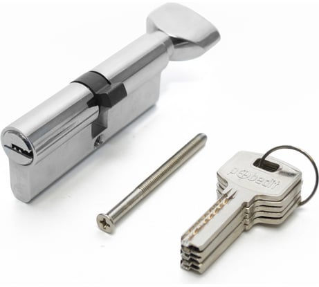Цилиндровый механизм Pobedit ключ-защелка, цвет серебро, 90 мм 8126091