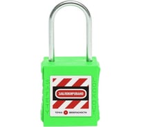 Блокировочный замок Точка Безопасности с тонкой стальной дужкой, дисковый цилиндр, высота - 38 мм, зеленый gwr005DS38GRN