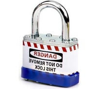 Блокировочный замок Точка Безопасности ламинированный, пиновый цилиндр, стальная дужка, высота - 38 мм, синий gwr026PS39BLU