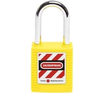 Блокировочный замок Точка Безопасности со стальной дужкой, дисковый цилиндр, высота - 38 мм, нейлоновый, желтый gwr001DS38YEL