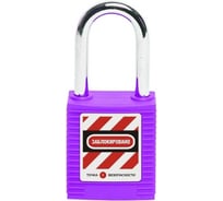Блокировочный замок Точка Безопасности со стальной дужкой, дисковый цилиндр, высота - 38 мм, нейлоновый, фиолетовый gwr001DS38PRP