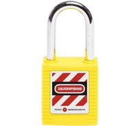 Блокировочный замок Точка Безопасности со стальной дужкой, пиновый цилиндр, высота - 38 мм, нейлоновый, желтый gwr001PS38YEL