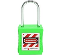 Блокировочный замок Точка Безопасности со стальной дужкой, дисковый цилиндр, высота - 38 мм, диаметр - 6 мм, зеленый gwr015DS38GRN