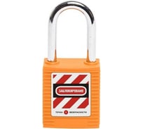 Блокировочный замок Точка Безопасности со стальной дужкой, пиновый цилиндр, высота - 38 мм, нейлоновый, оранжевый gwr001PS38ORG