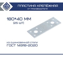 Крепежная пластина ООО "ПЗМ" РК 180x40x1.7 мм, 25 шт. 13903634