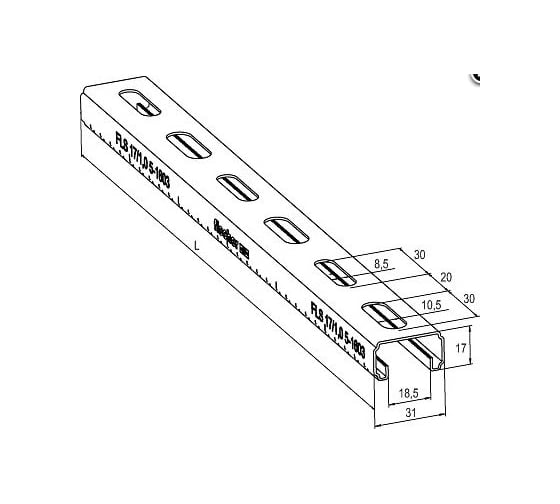 Монтажная шина fischer FLS 17/1,0-3m 17x31 1 шт. 538754