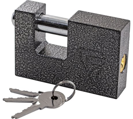Навесной замок РемоКолор чугун, 3 ключа, 71x18x48 мм, дужка 11,8 мм, 1 шт. 70-0-017
