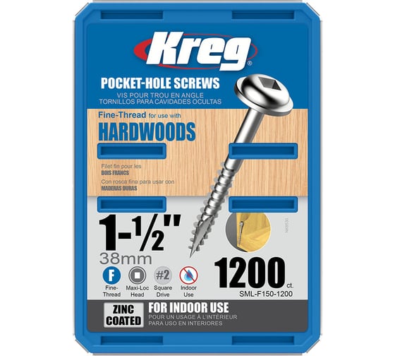 Шурупы с крупным шагом KREG 1-1/2", 1200 шт