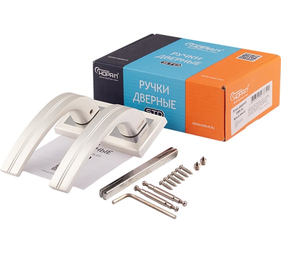 Дверная ручка НОРА-М 106К AL белый жемчуг 16580