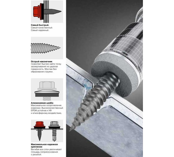 Остроконечный винт DINFIX с EPDM 4.8x20 мм, металл/дерево, 200 шт. 00-0004193