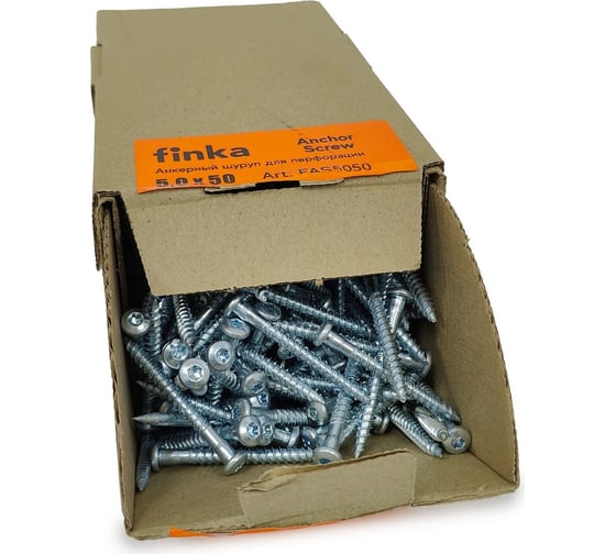 Шуруп для перфорации Finka Anchor Screw 5.0x50 мм, TX20, цинк, 500 шт. FAS5050