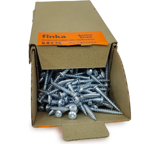 Шуруп для перфорации Finka Anchor Screw 5.0x40 мм, TX20, цинк, 500 шт. FAS5040