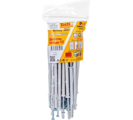 Дюбель-гвоздь Tecfi YZ потайн. 6x100, 30 шт. 147504