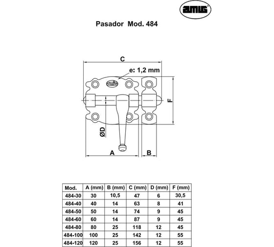 Задвижка Amig черная 484-40
