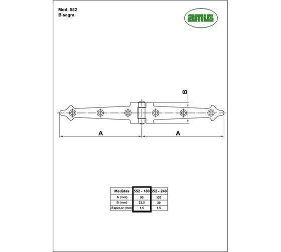 Накладная петля Amig черная 552-180х22х1,5