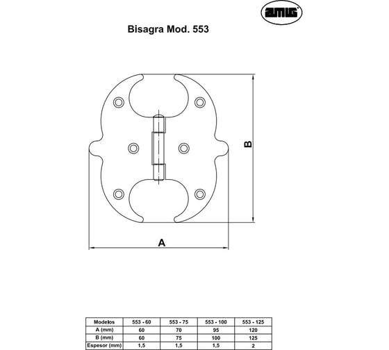 Накладная петля Amig черная 553-100х100х1,5