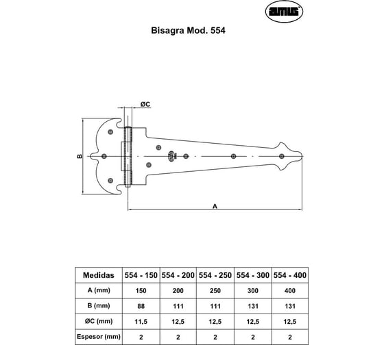 Накладная петля Amig черная 554-400х2