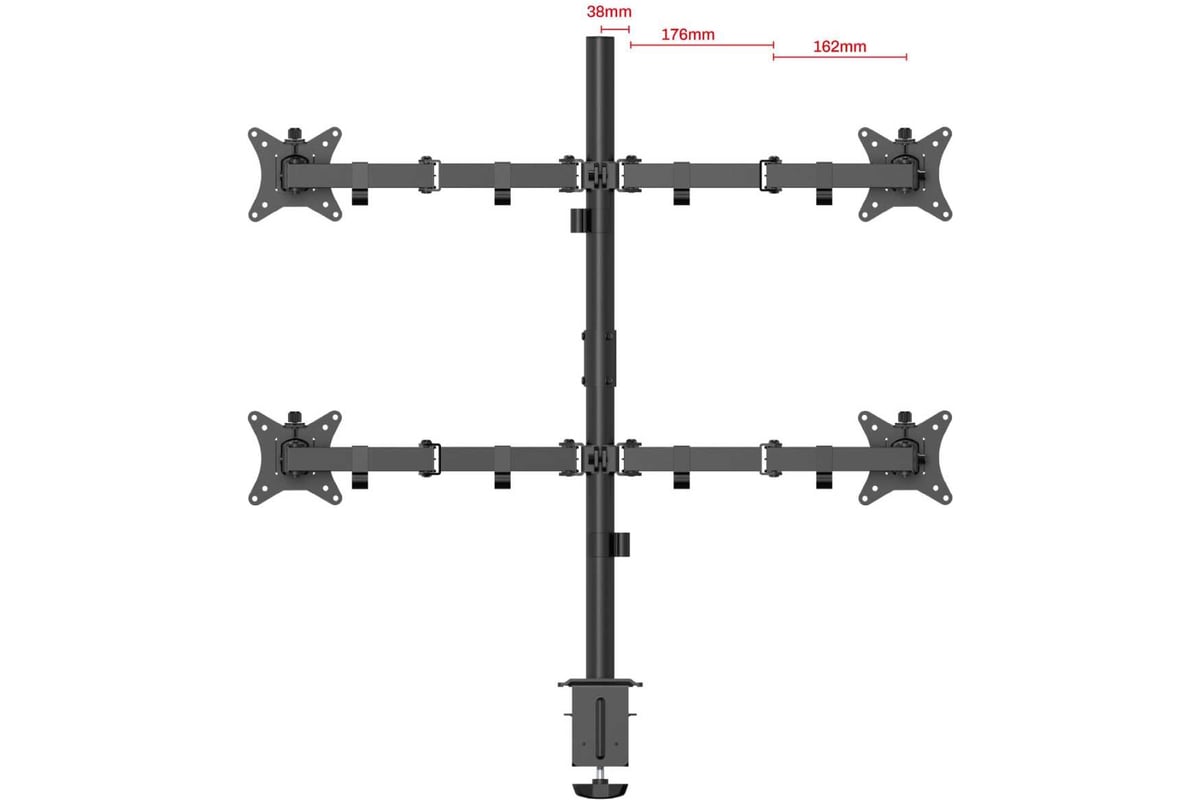 Крепление UNITEKI fmt74b для четырех мониторов, к столу, на струбцине,  диагональ 17-32 дюйма 21975