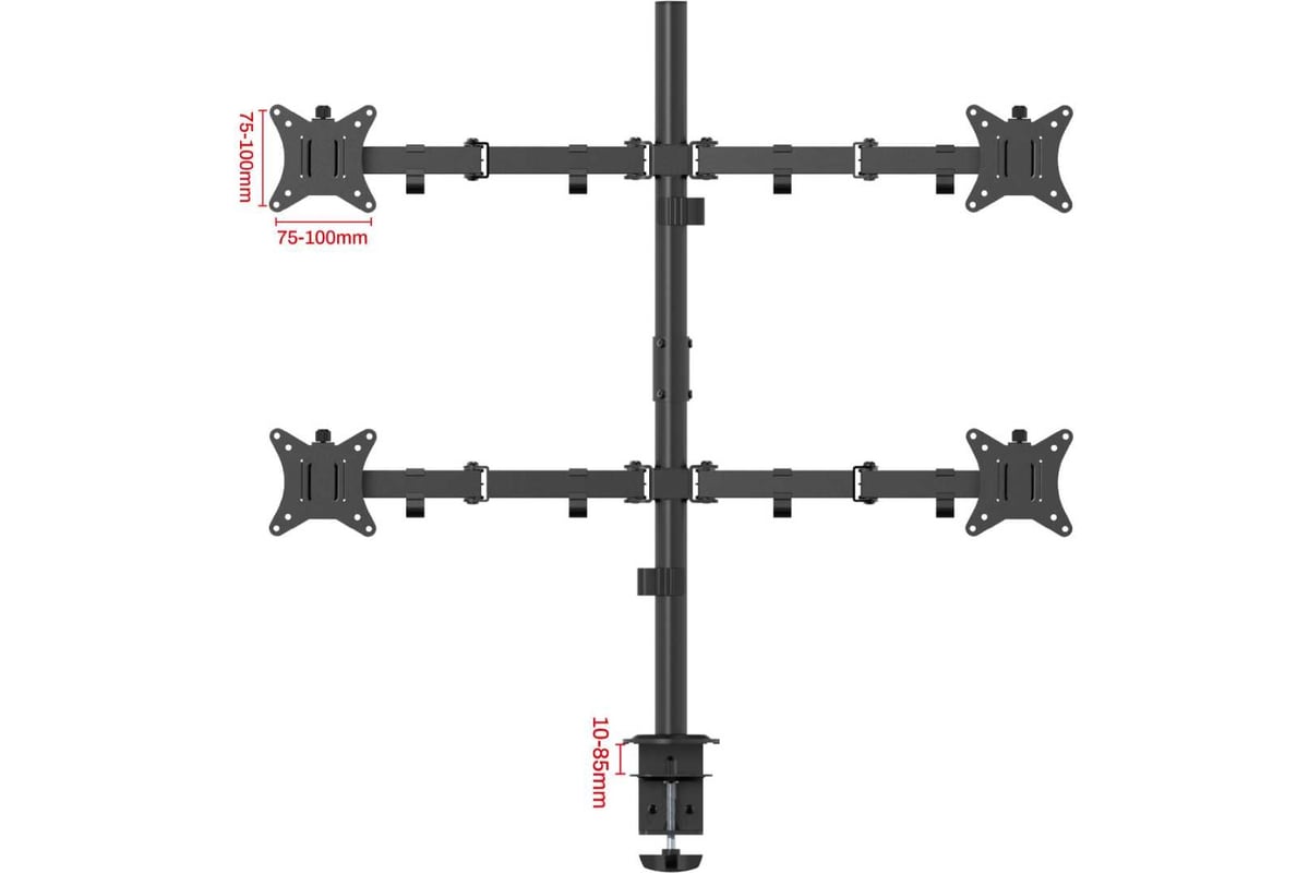 Крепление UNITEKI fmt74b для четырех мониторов, к столу, на струбцине,  диагональ 17-32 дюйма 21975